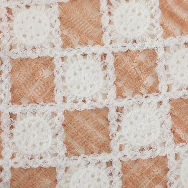 Wholesale blush check crochet-look button vest for OEM and private label production 8