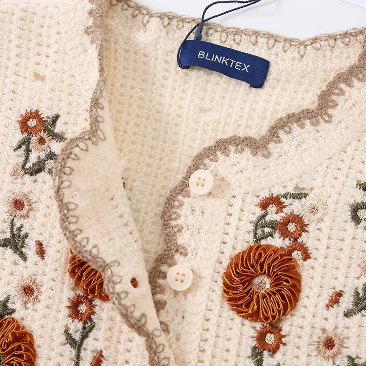 Wholesale retro floral scallop crochet-look vest for OEM and private label production 8