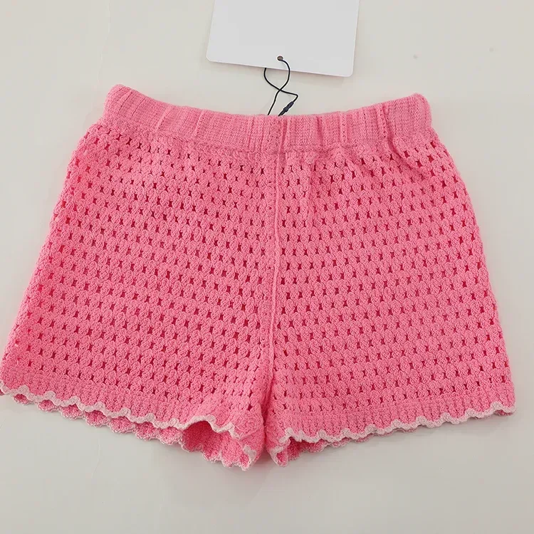 Wholesale pink crochet-look tank and shorts set for OEM and private label production 5