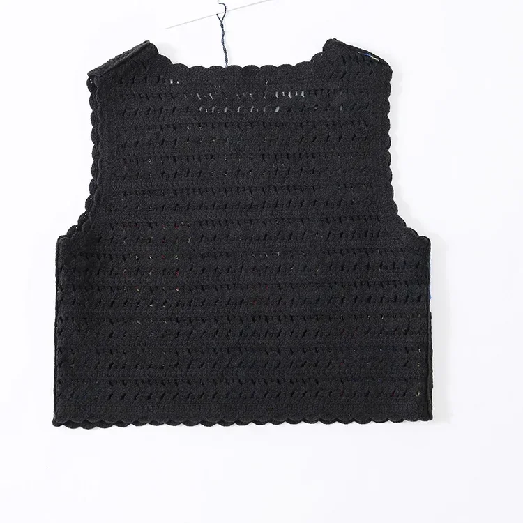 Wholesale black graphic floral crochet-look tank top for OEM and private label production 7