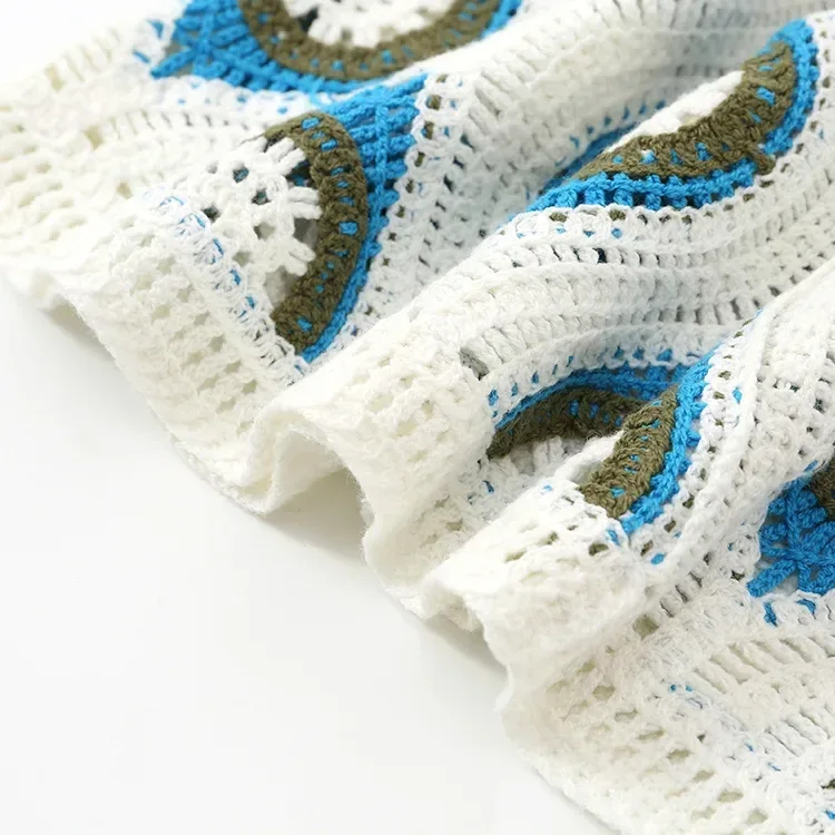 Wholesale blue geometric crochet-look sweater for OEM and private label production 6