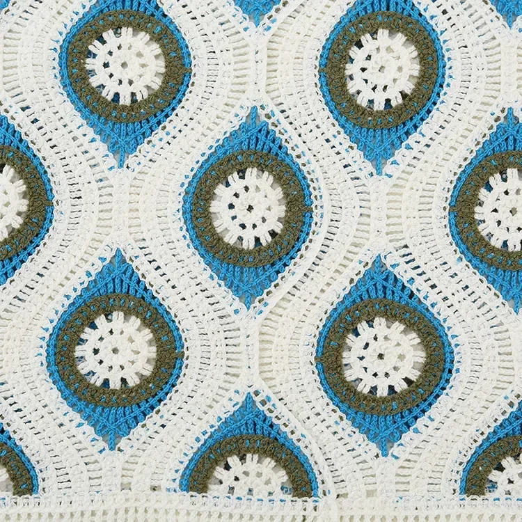 Wholesale blue geometric crochet-look sweater for OEM and private label production 7