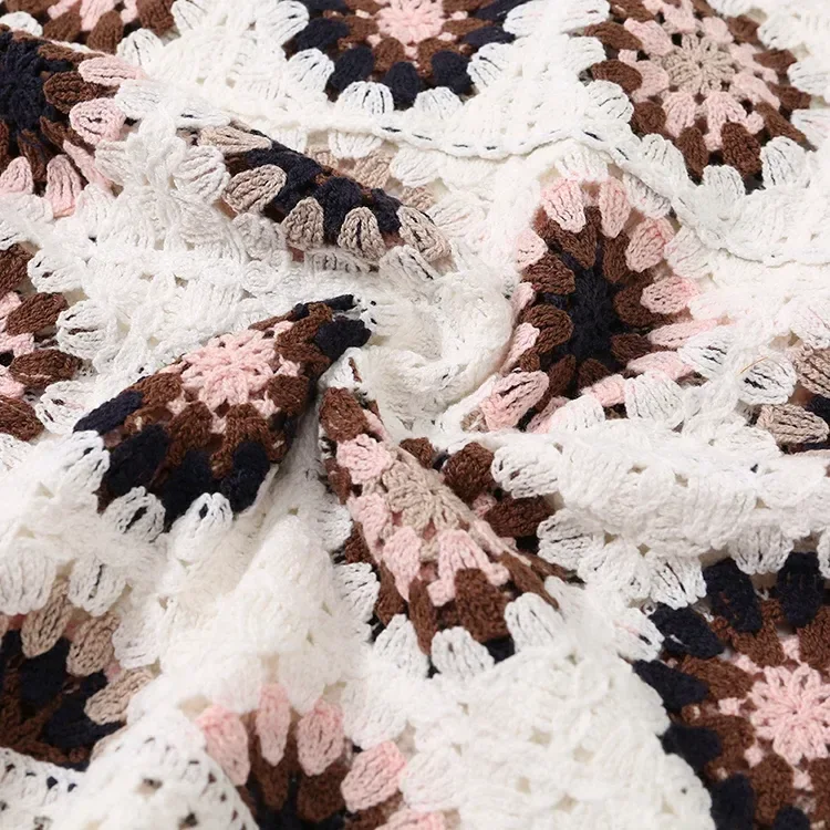 Wholesale Brown Floral Crochet-Look Short Sleeve Top alternate view
