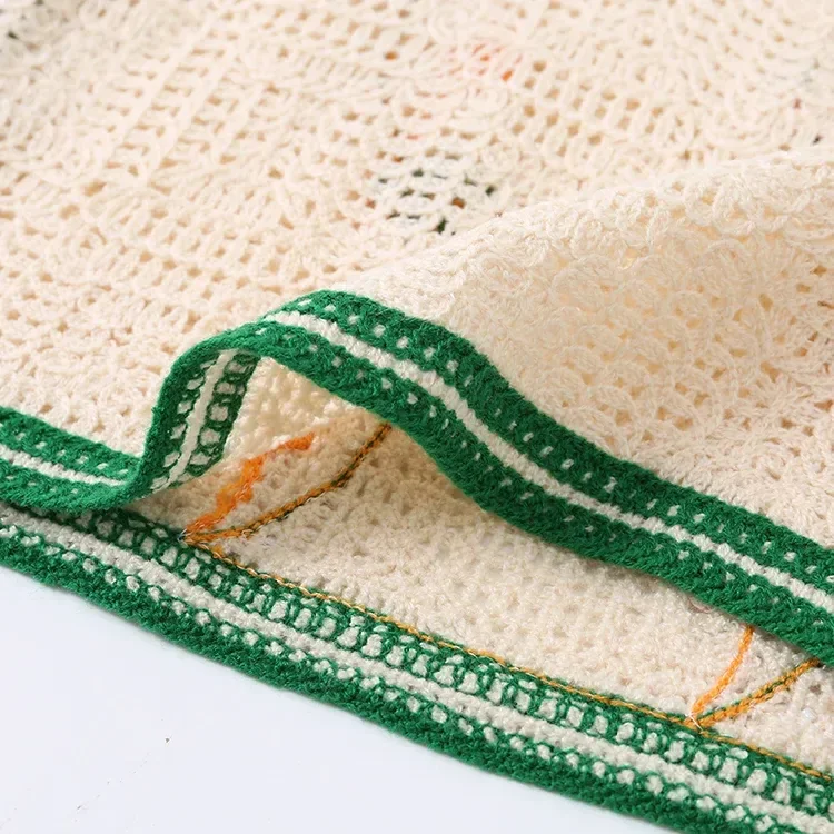Wholesale ivory green floral crochet-look camisole for OEM and private label production 4