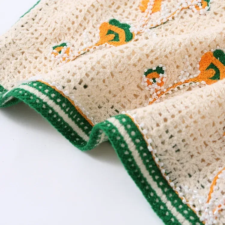 Wholesale ivory green floral crochet-look camisole for OEM and private label production 8
