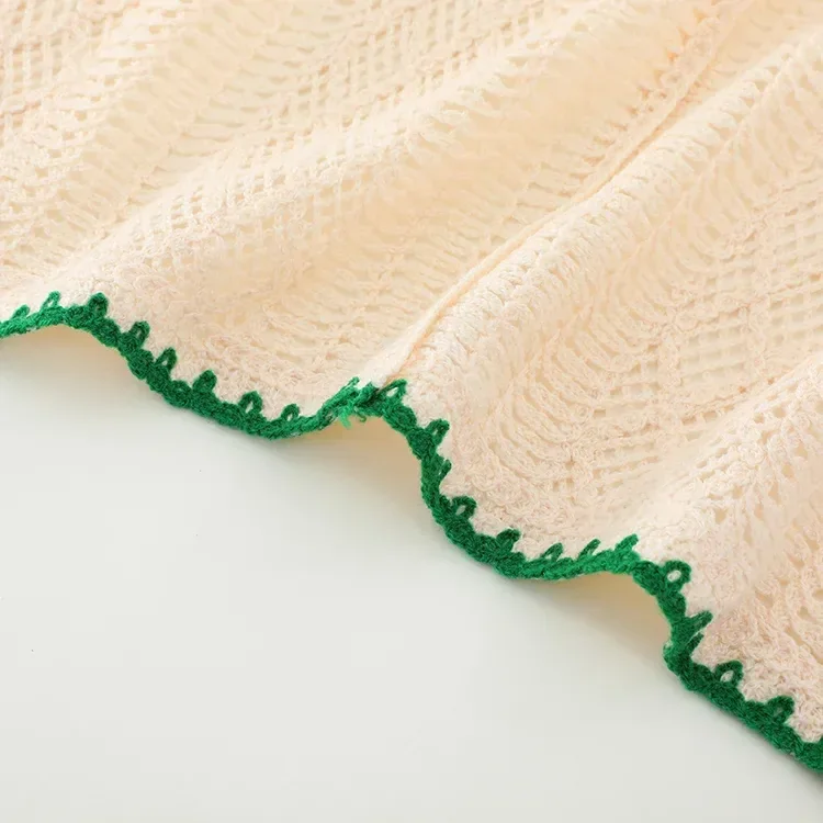 Wholesale ivory green botanical crochet-look vest for OEM and private label production 3