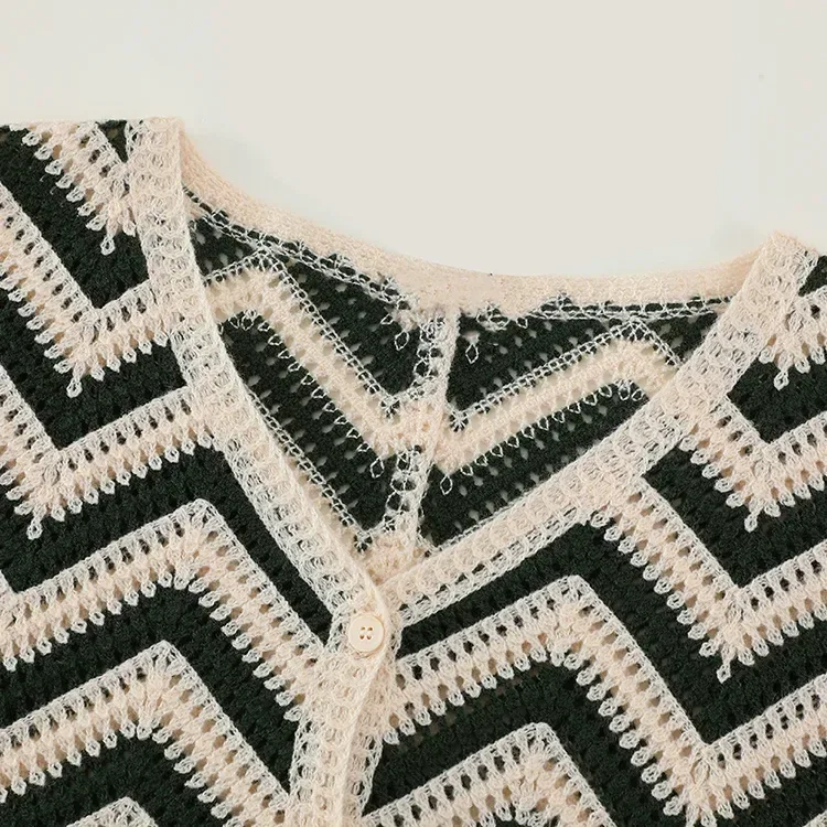 Wholesale black chevron crochet-look vest for OEM and private label production 5