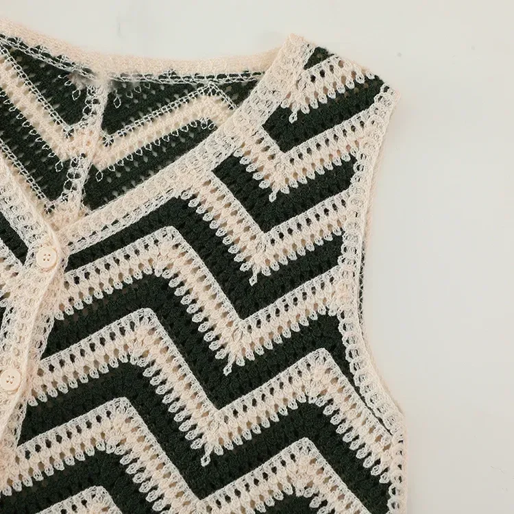 Wholesale black chevron crochet-look vest for OEM and private label production 7