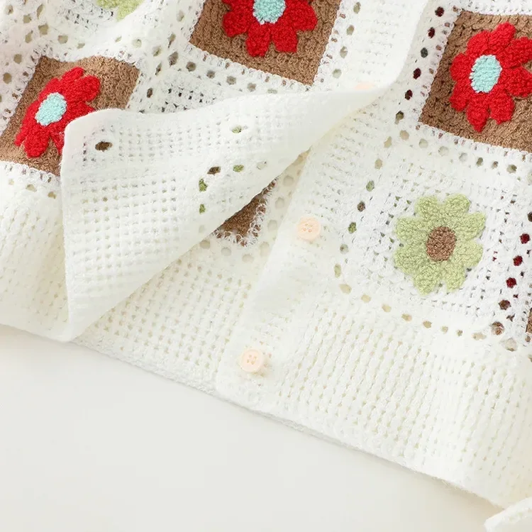 Wholesale red green granny square crochet-look cardigan for OEM and private label production 7