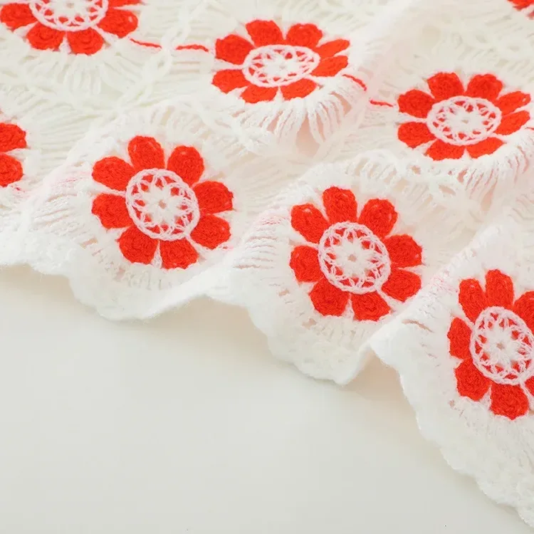 Wholesale Red Floral Crochet-Look Cardigan alternate view