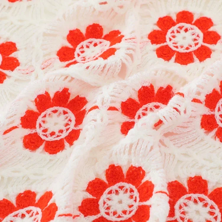 Wholesale red floral crochet-look cardigan for OEM and private label production 4