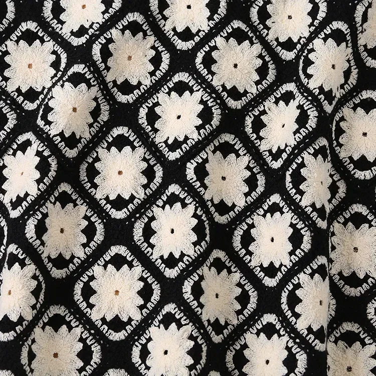 Wholesale black white geometric crochet-look shirt for OEM and private label production 8