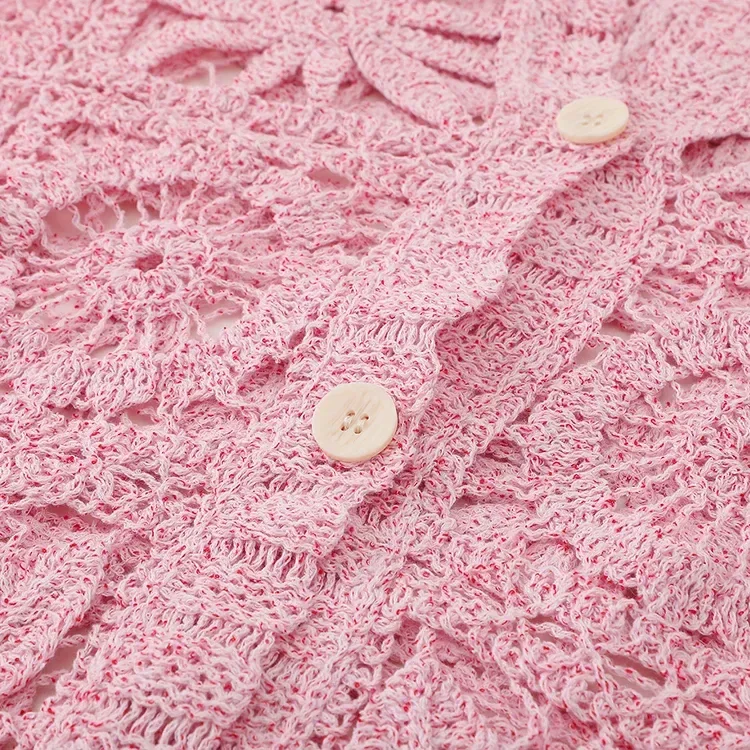 Wholesale blush lace crochet-look open cardigan for OEM and private label production 4