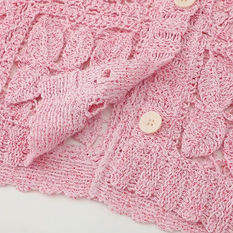 Wholesale blush lace crochet-look open cardigan for OEM and private label production 5