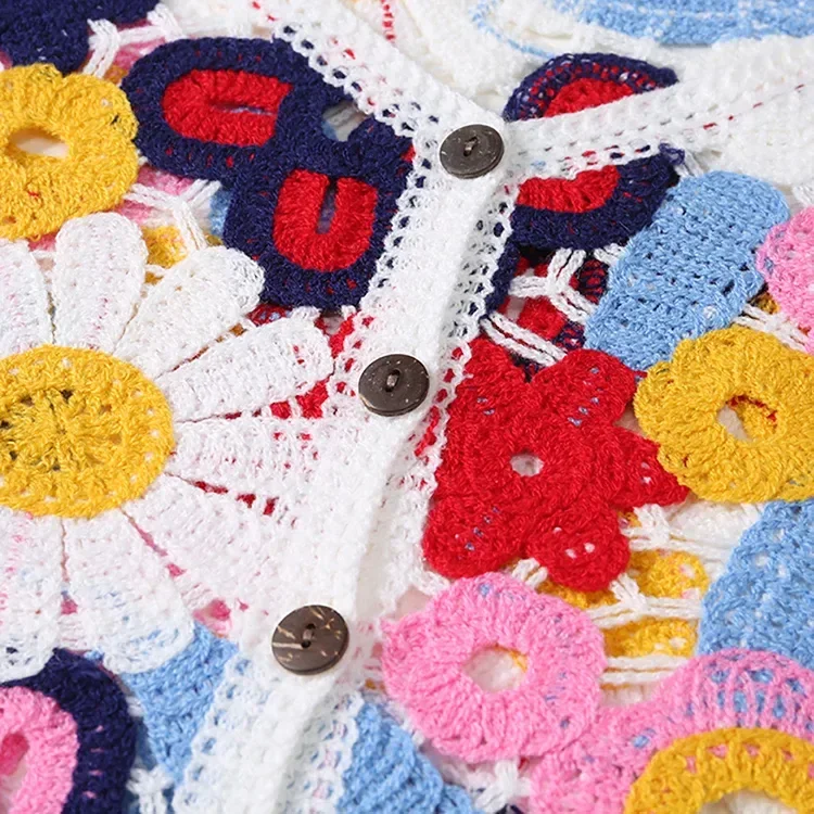 Wholesale Multicolor Floral Crochet-Look Cardigan alternate view