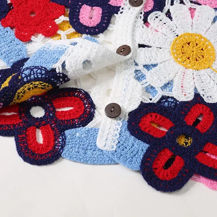 Wholesale multicolor floral crochet-look cardigan for OEM and private label production 7