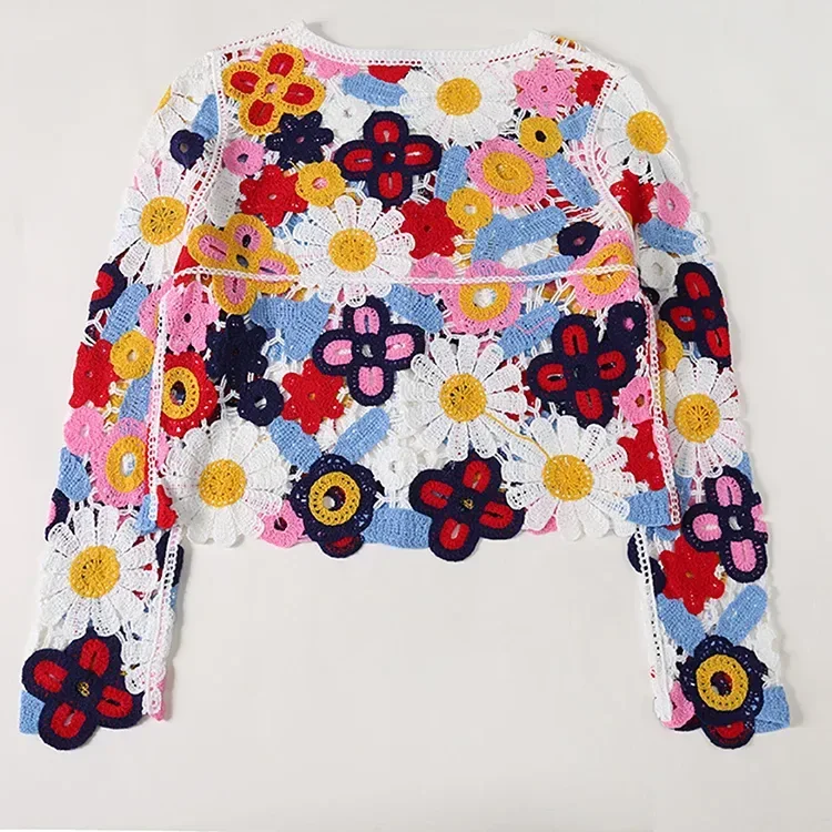 Wholesale multicolor floral crochet-look cardigan for OEM and private label production 3