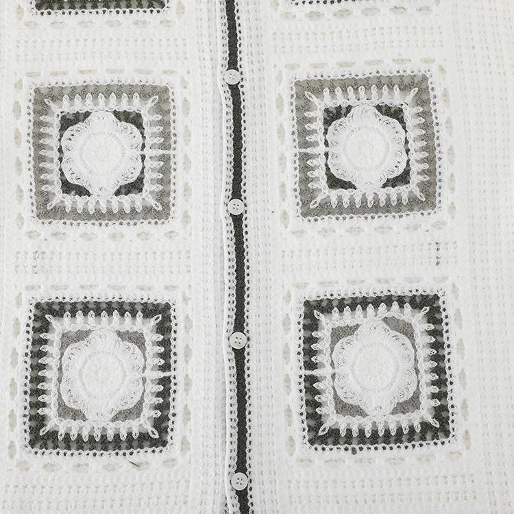 Wholesale ivory square motif crochet-look shirt for OEM and private label production 6