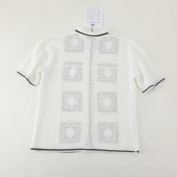Wholesale ivory square motif crochet-look shirt for OEM and private label production 3