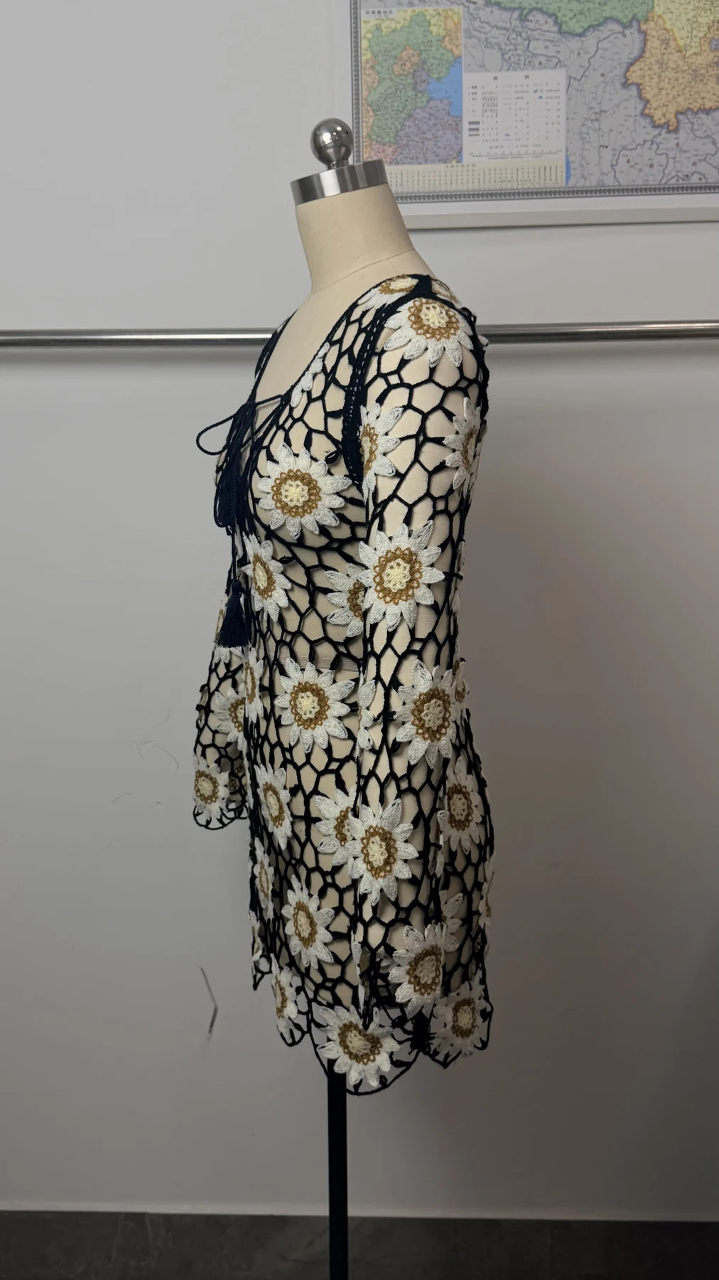Wholesale Black Ivory Daisy Crochet-Look Tunic alternate view