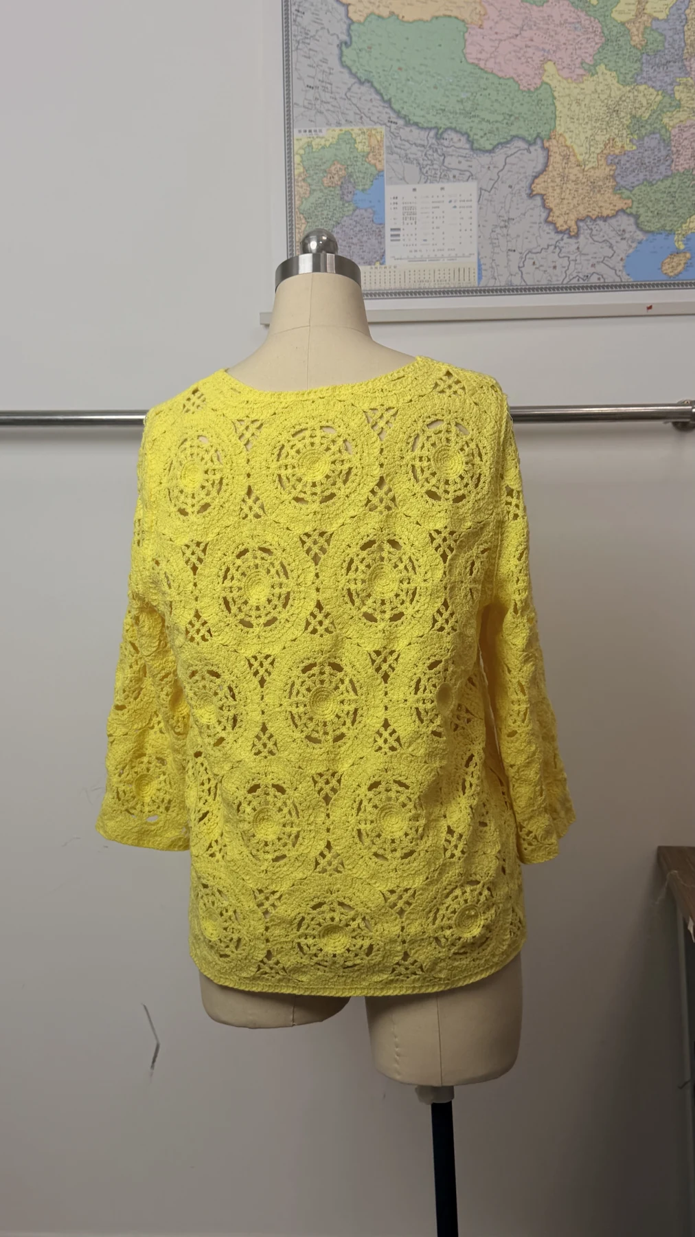 Wholesale Yellow Openwork Crochet-Look Tunic alternate view