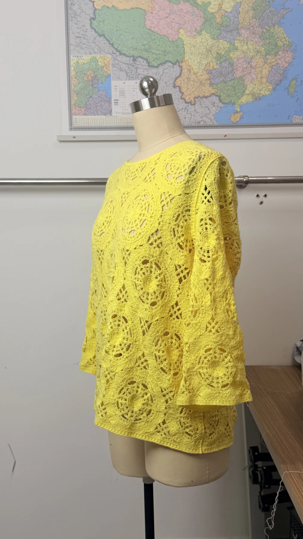 Wholesale Yellow Openwork Crochet-Look Tunic for OEM and private label production 3
