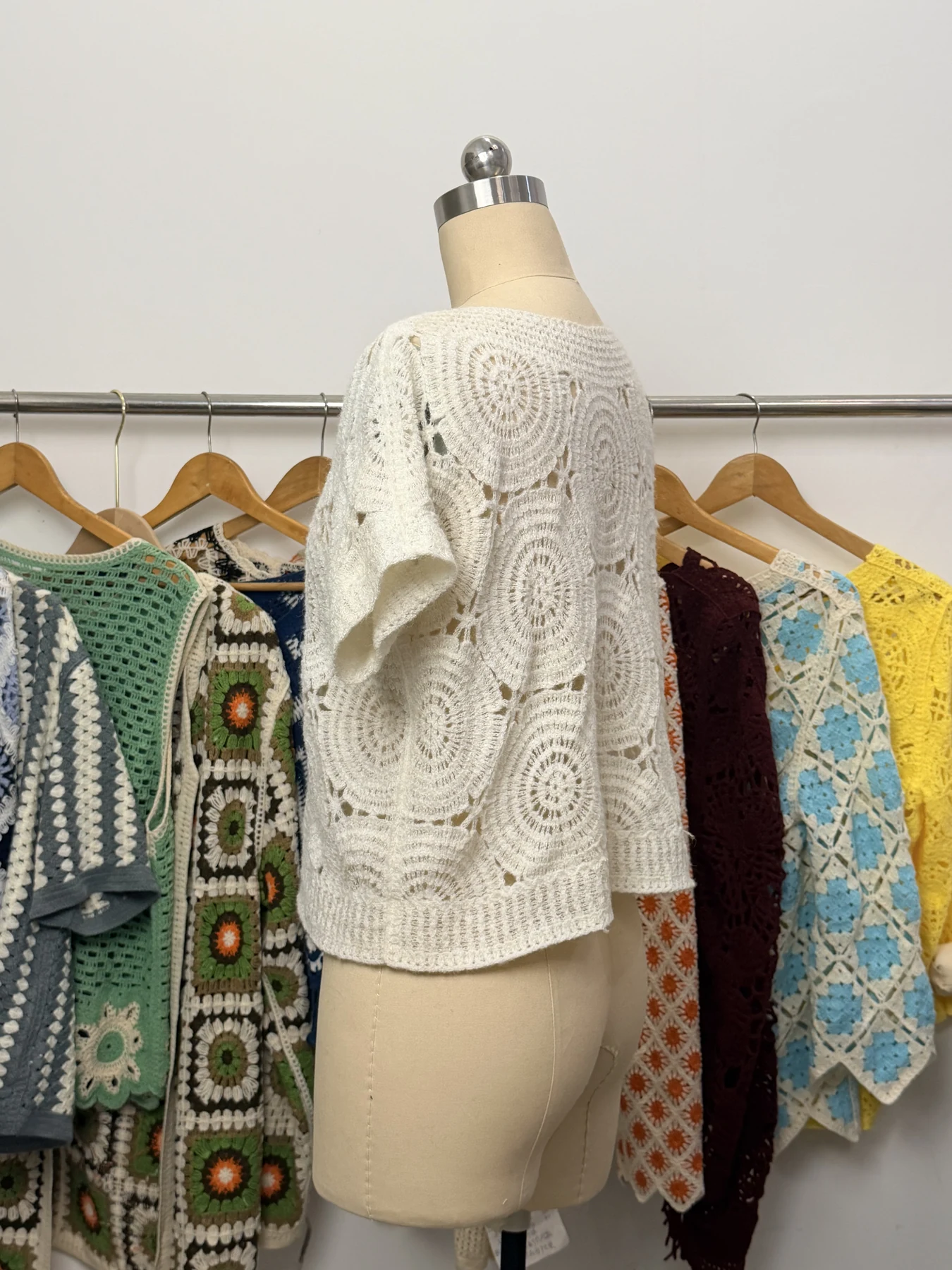 Wholesale Ivory Circular Motif Crochet-Look Top for OEM and private label production 7