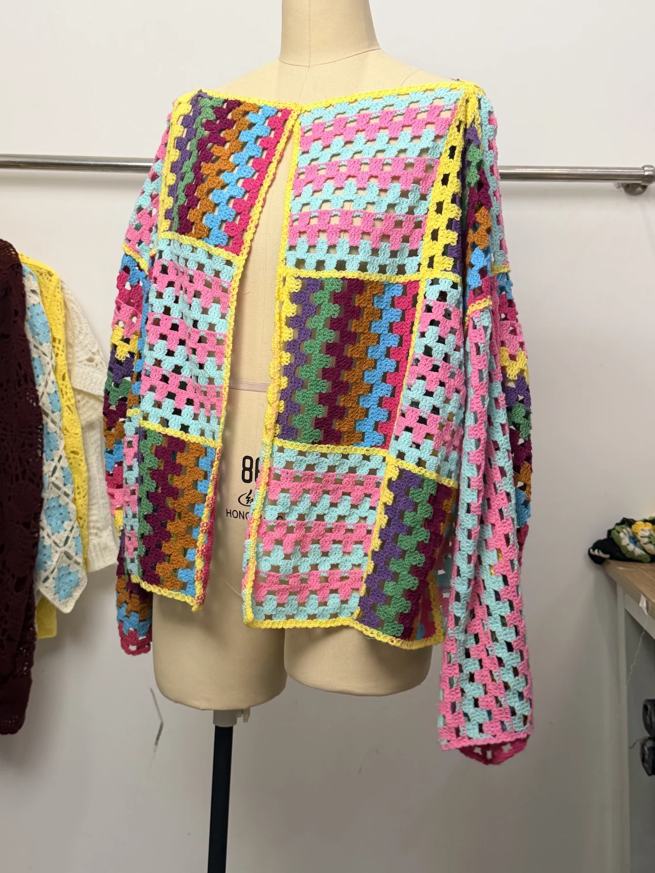 Wholesale Multicolor Patchwork Crochet-Look Sweater alternate view