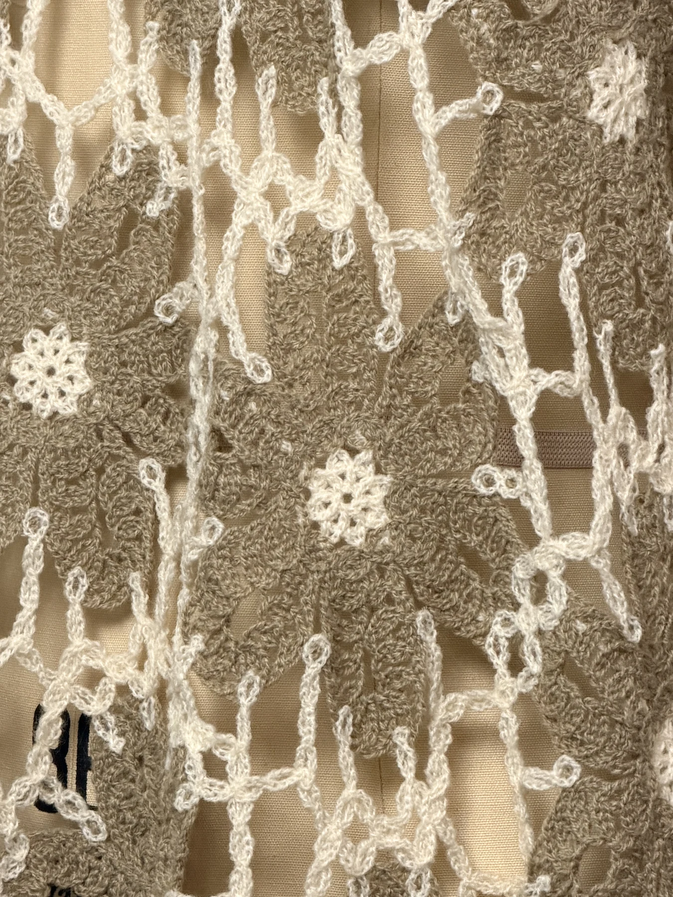 Wholesale Taupe Floral Crochet-Look Poncho Top for OEM and private label production 3